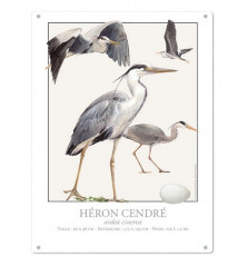 PLAQUE HERON CENDRE